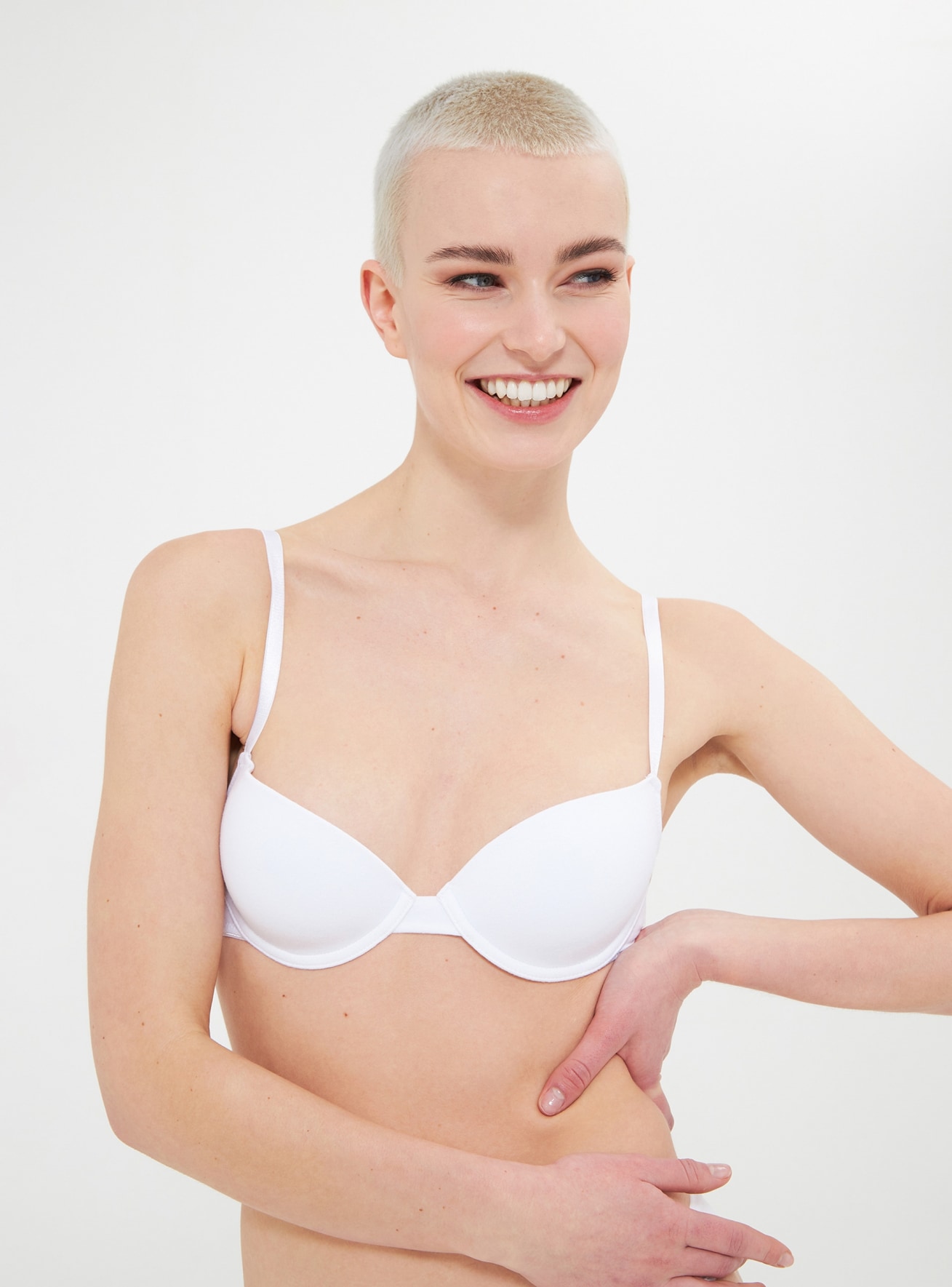 Optical white Plain moulded push-up bra - Buy Online