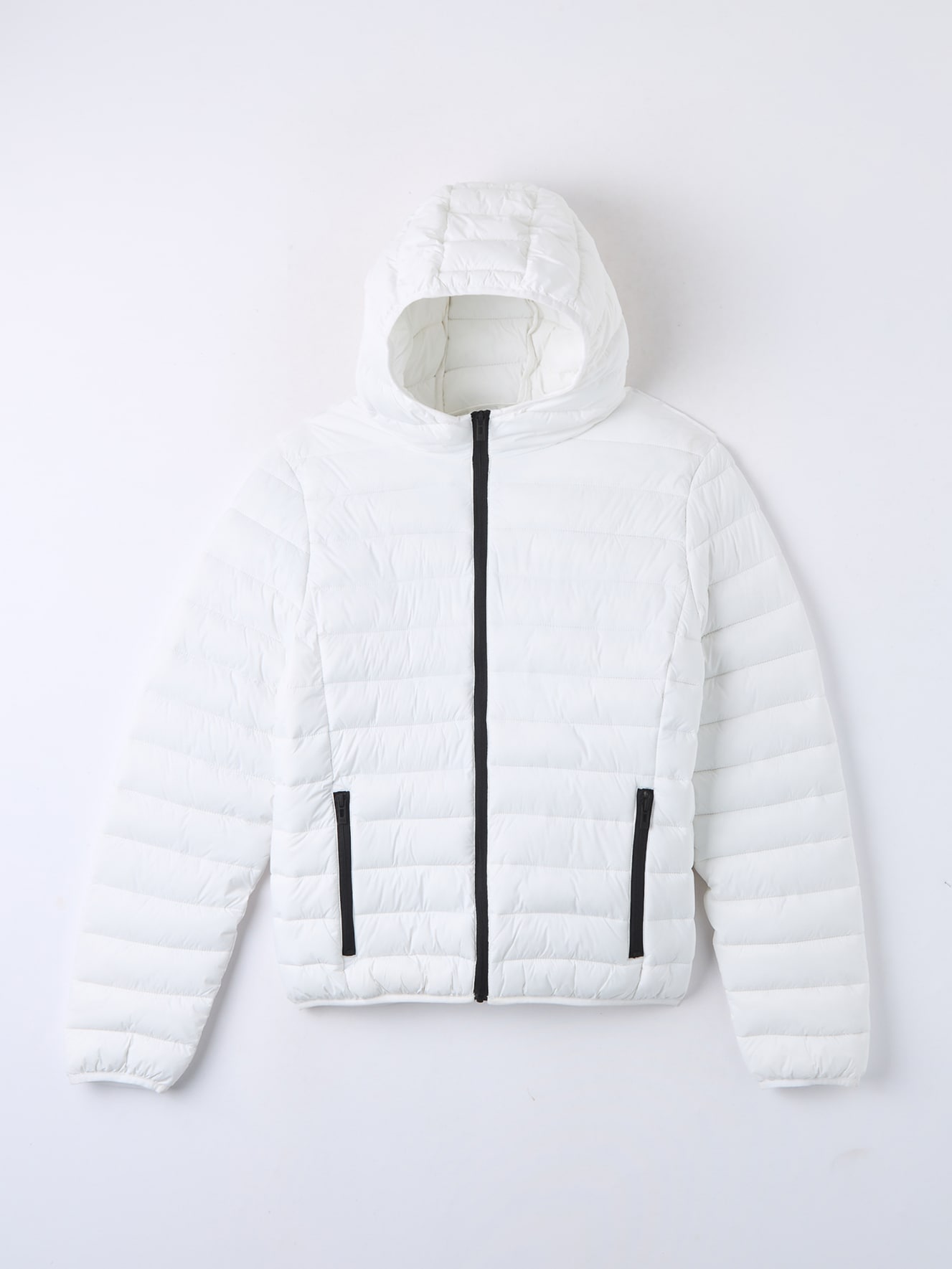 Optical white 100 g down padded jacket with hood - Buy Online