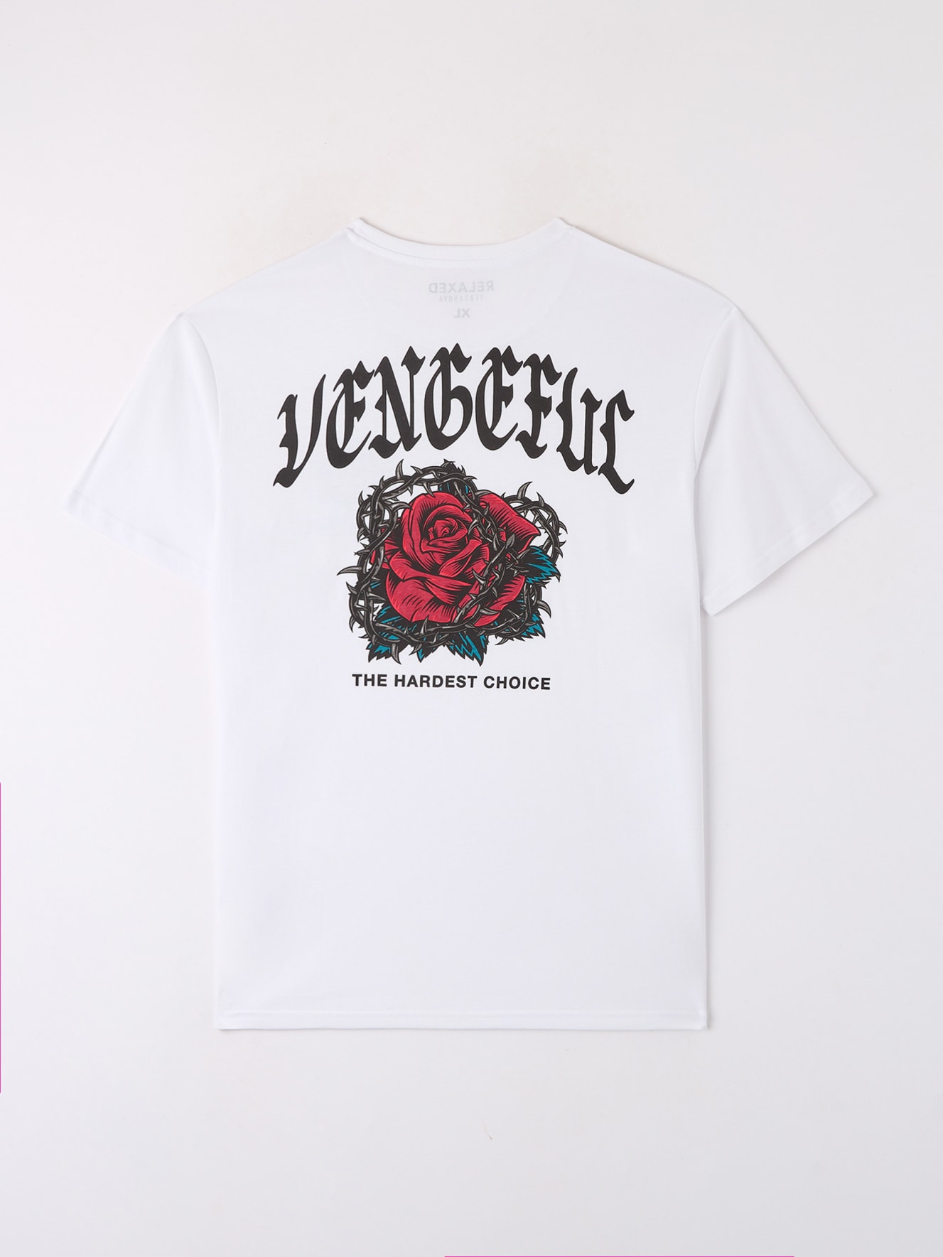 Optisch Weiß T-Shirt mit rosa gotischem Terranova und | Schriftzug vorne/hinten Print