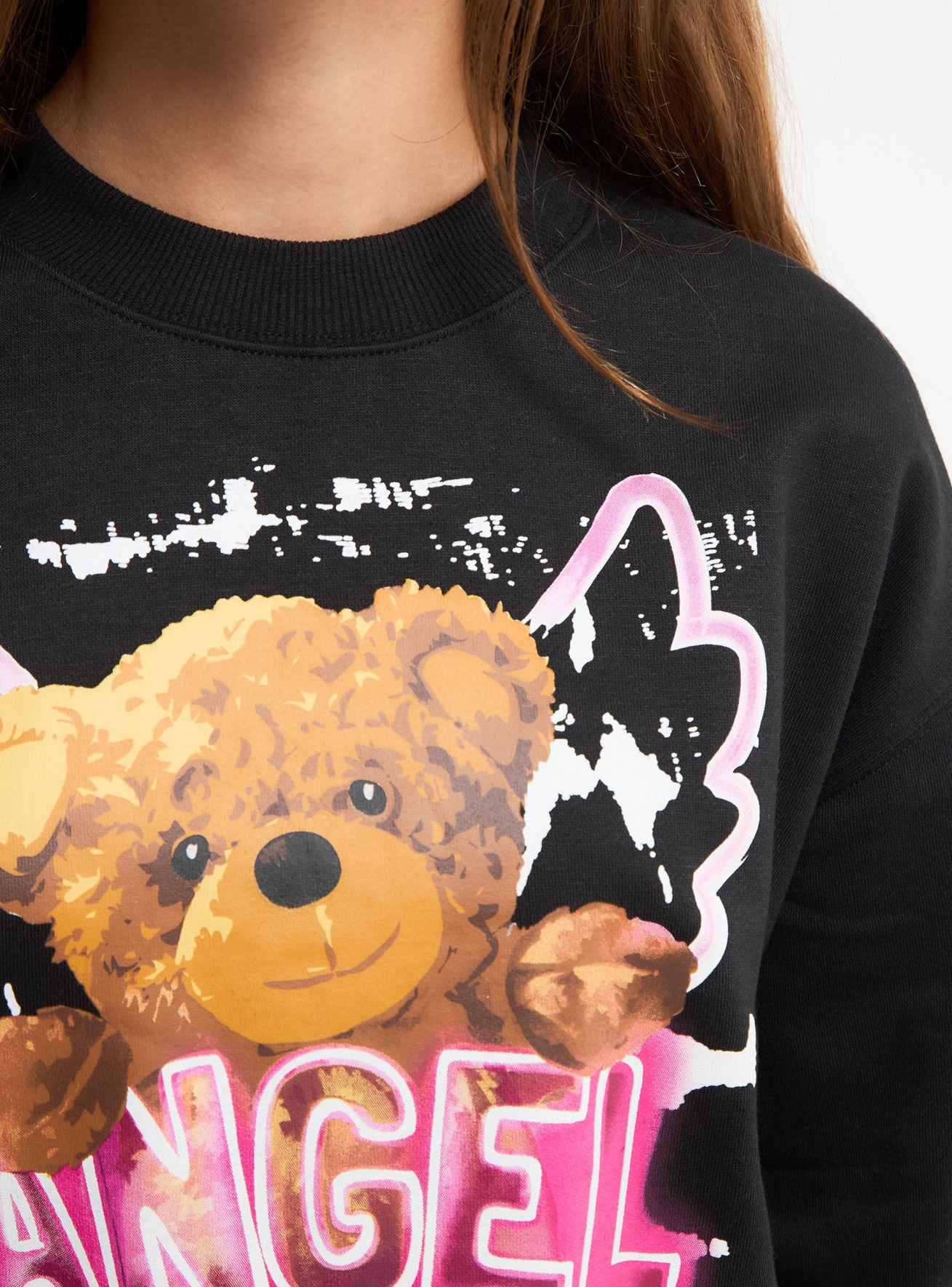 Black Crew neck sweatshirt with teddy-bear print - Buy Online