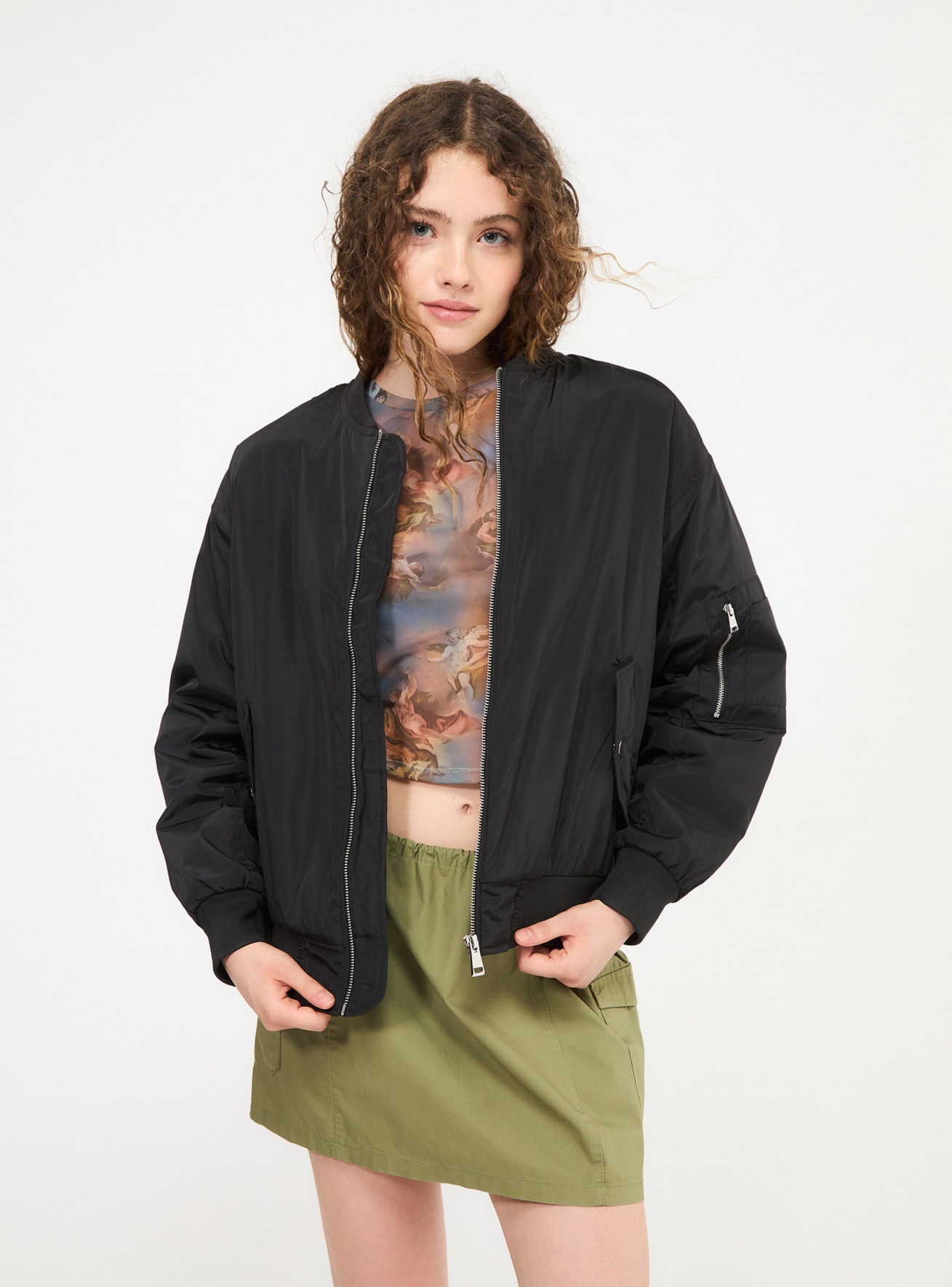 Black Nylon bomber jacket - Buy Online