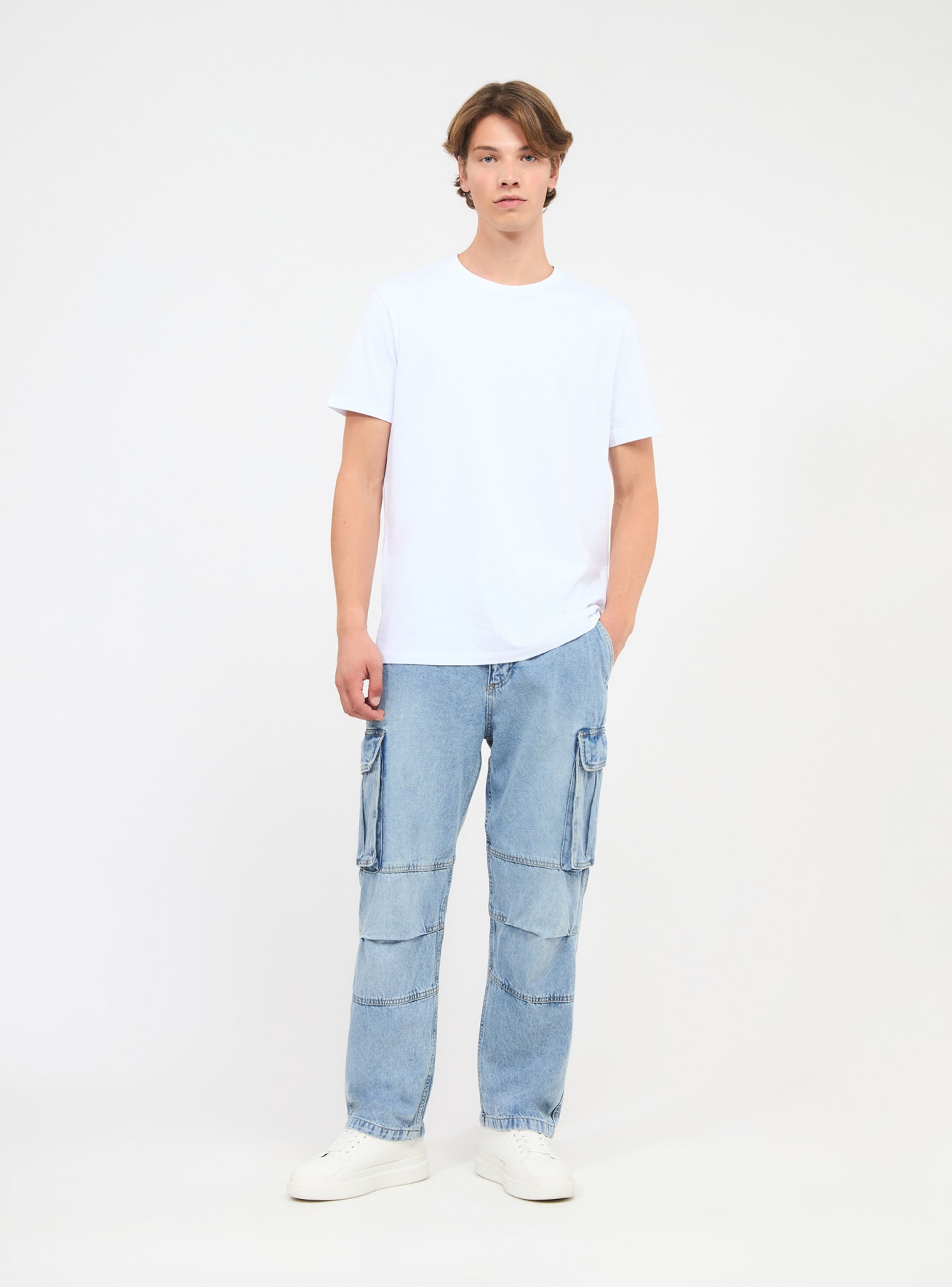 Middle blue denim Oversized cargo jeans - Buy Online