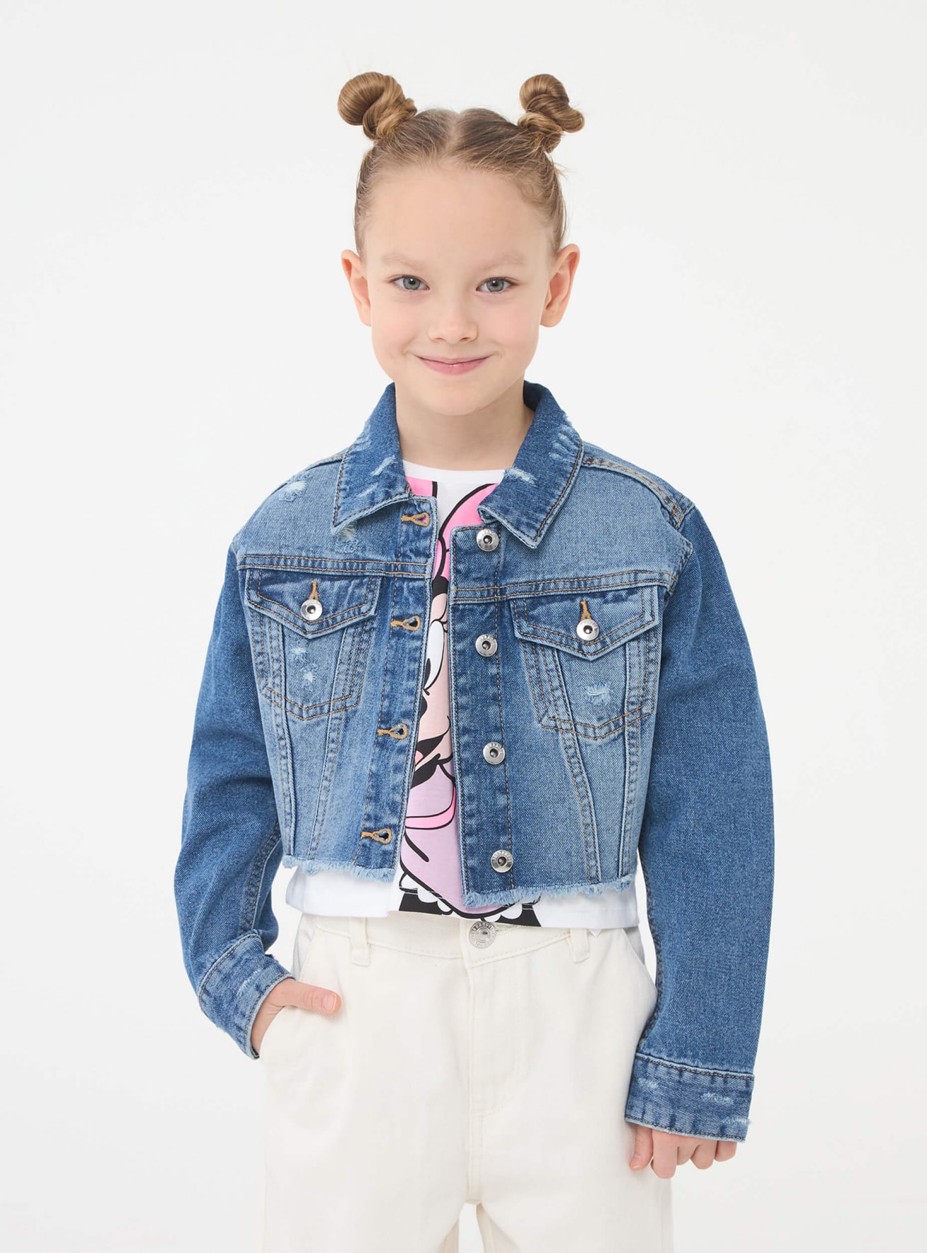 Trendy Girls' Glitter Sequin Tassel Hem Denim Jackets Collar