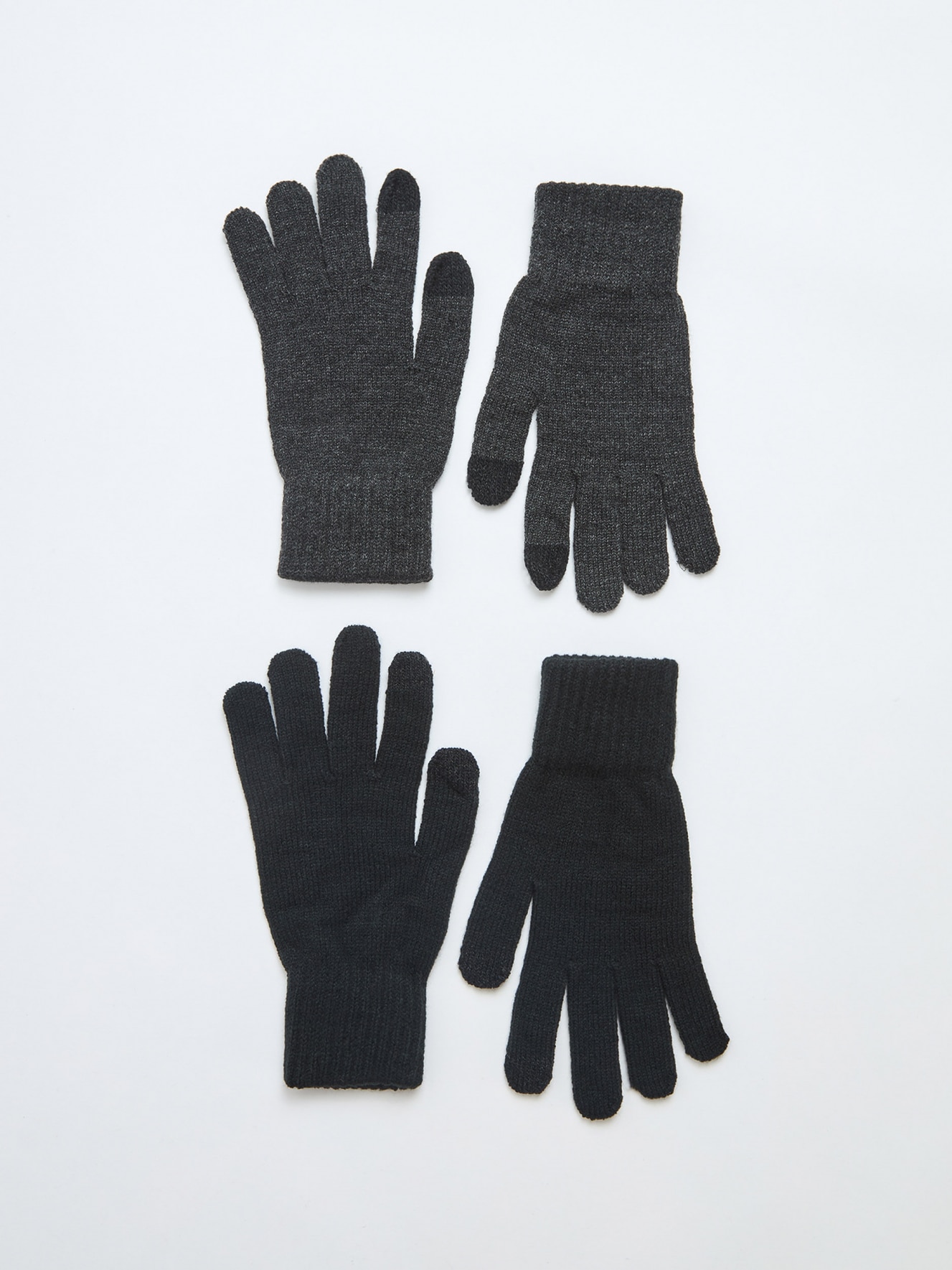 Var gris oscuro melange Pack de 2 guantes táctiles