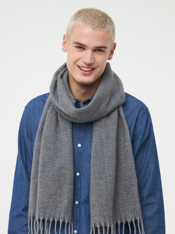 Middle grey melange Furry scarf - Buy Online | Terranova