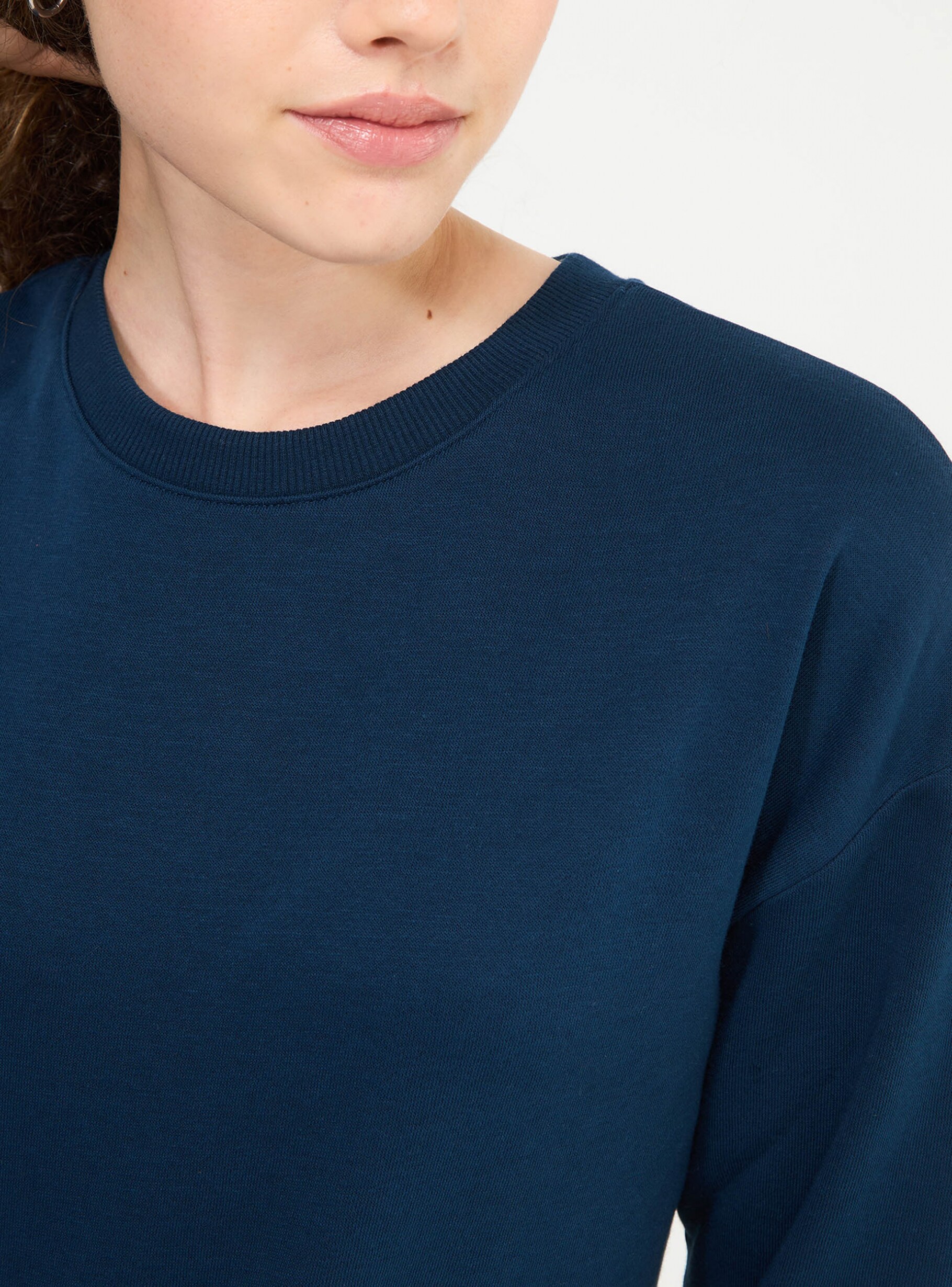 Blue dark Single-colour crew neck sweatshirt - Buy Online | Terranova