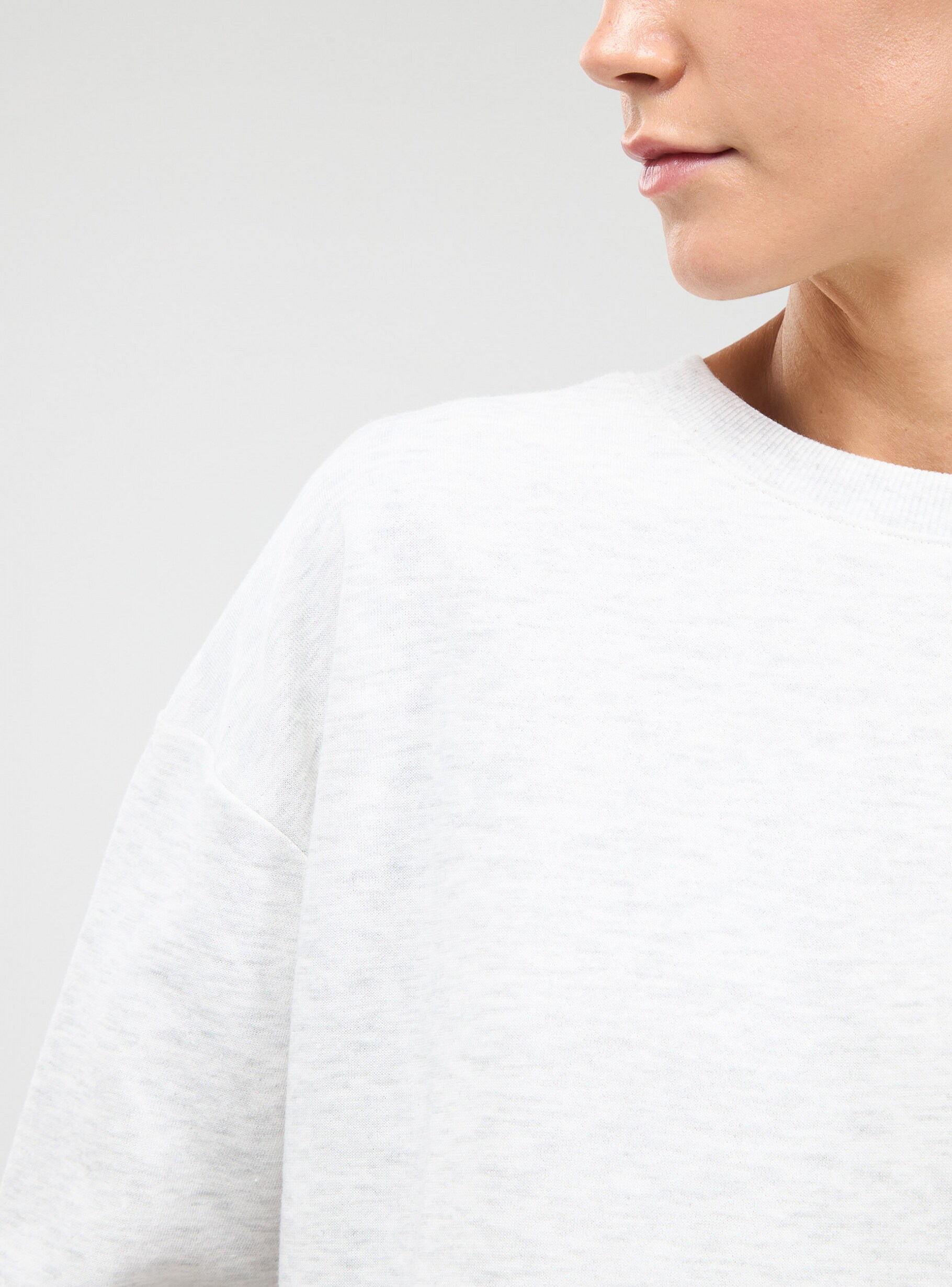 Ivory melange Basic sweatshirt in single-colour fabric - Buy