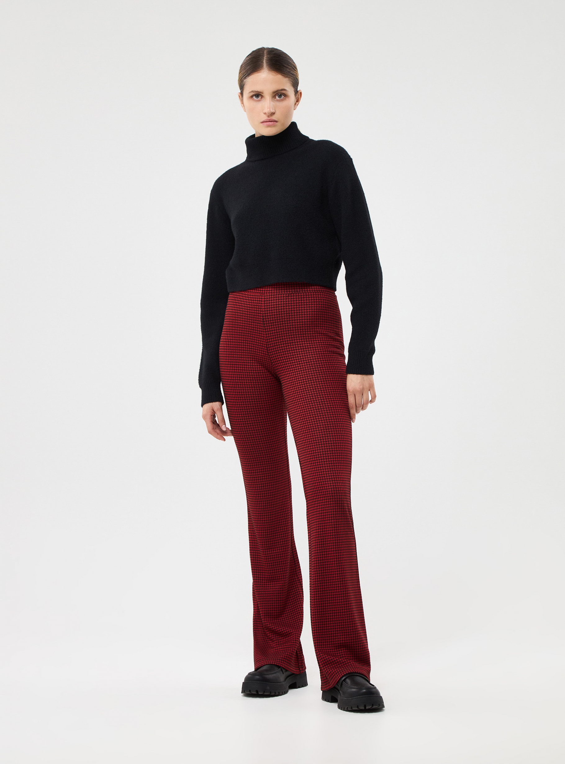 Flared trousers - Black/Patterned - Ladies | H&M HK