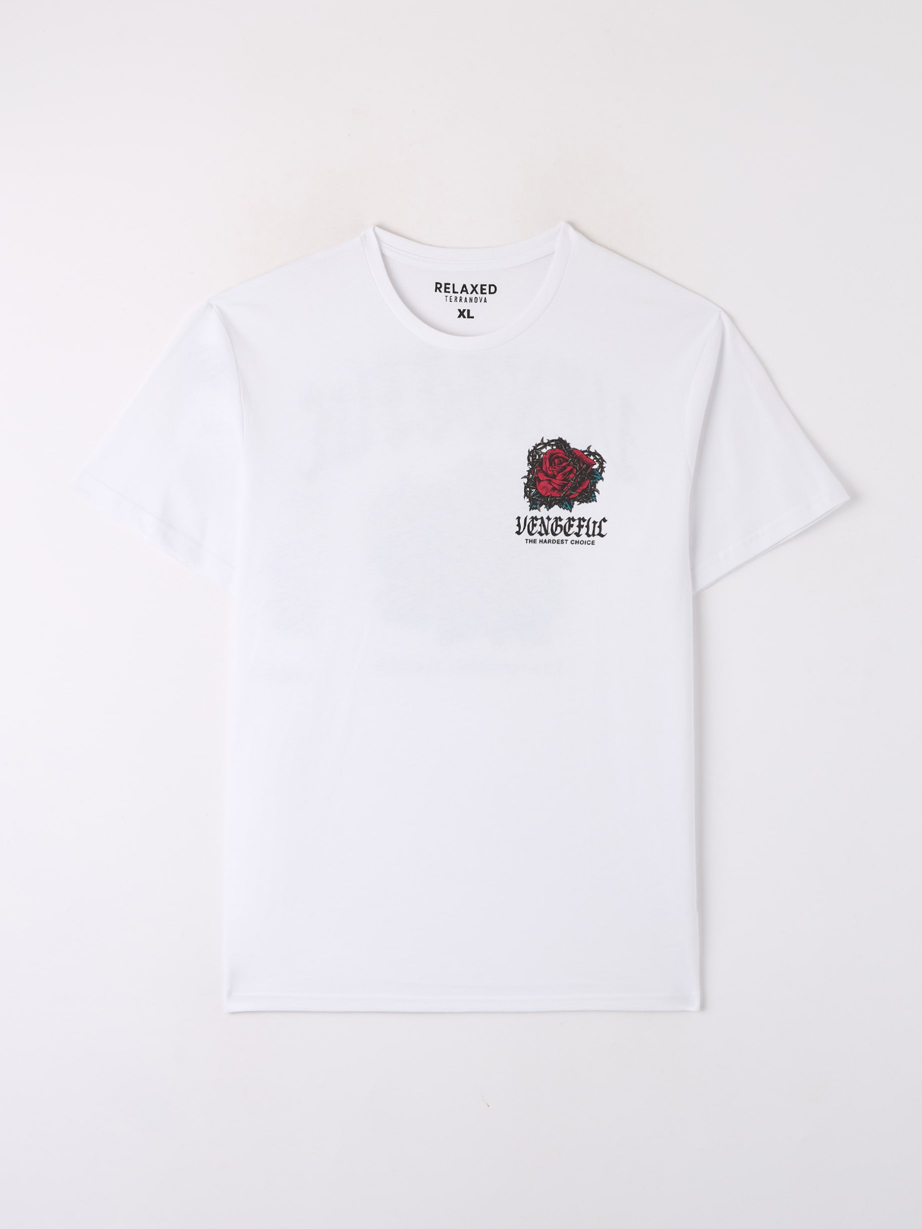 Optisch Weiß Terranova rosa und gotischem | Schriftzug mit T-Shirt vorne/hinten Print