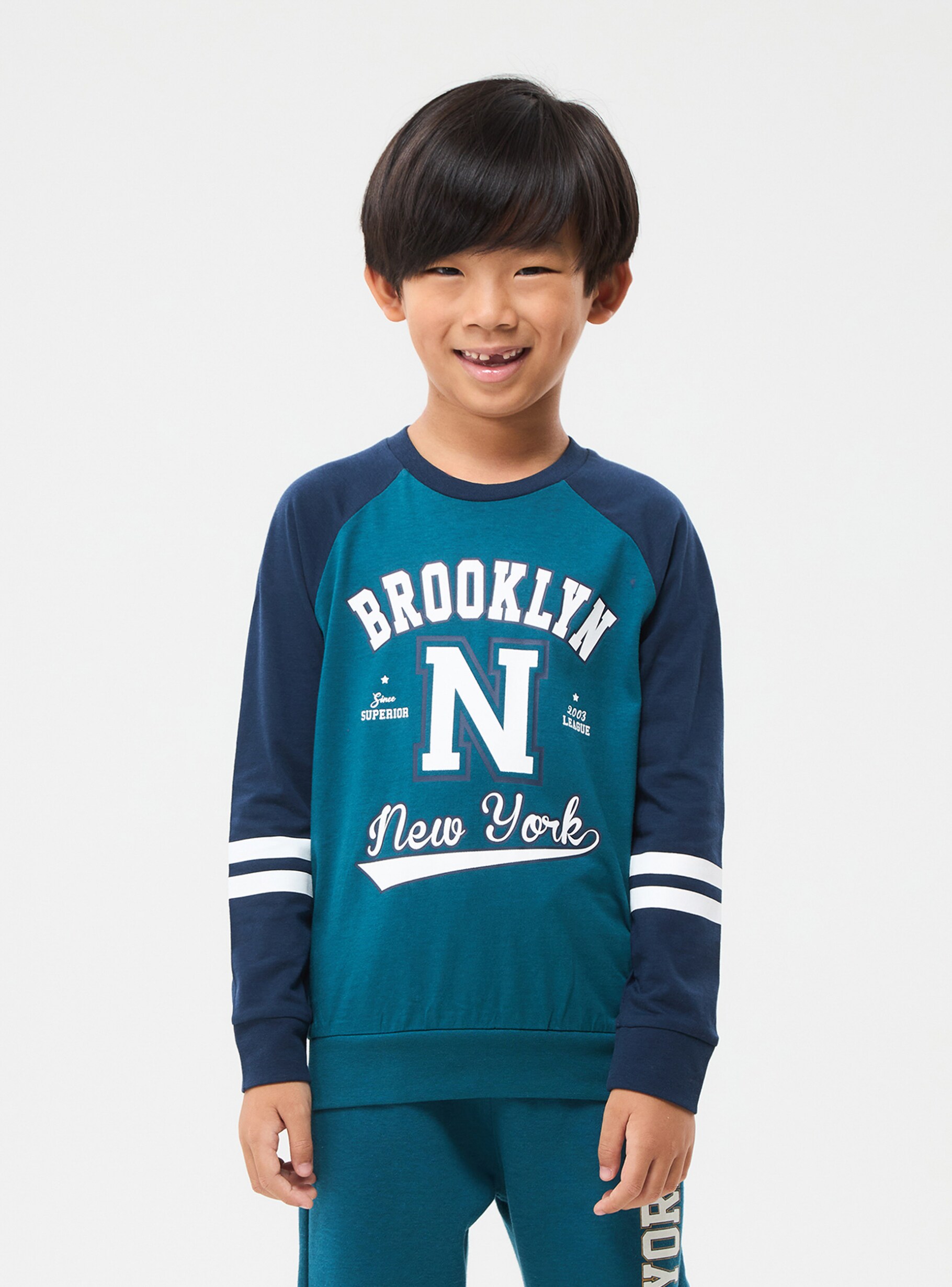 New York Yankees Boy Teddy 3/4 Navy Blue Sleeve Raglan Unisex S