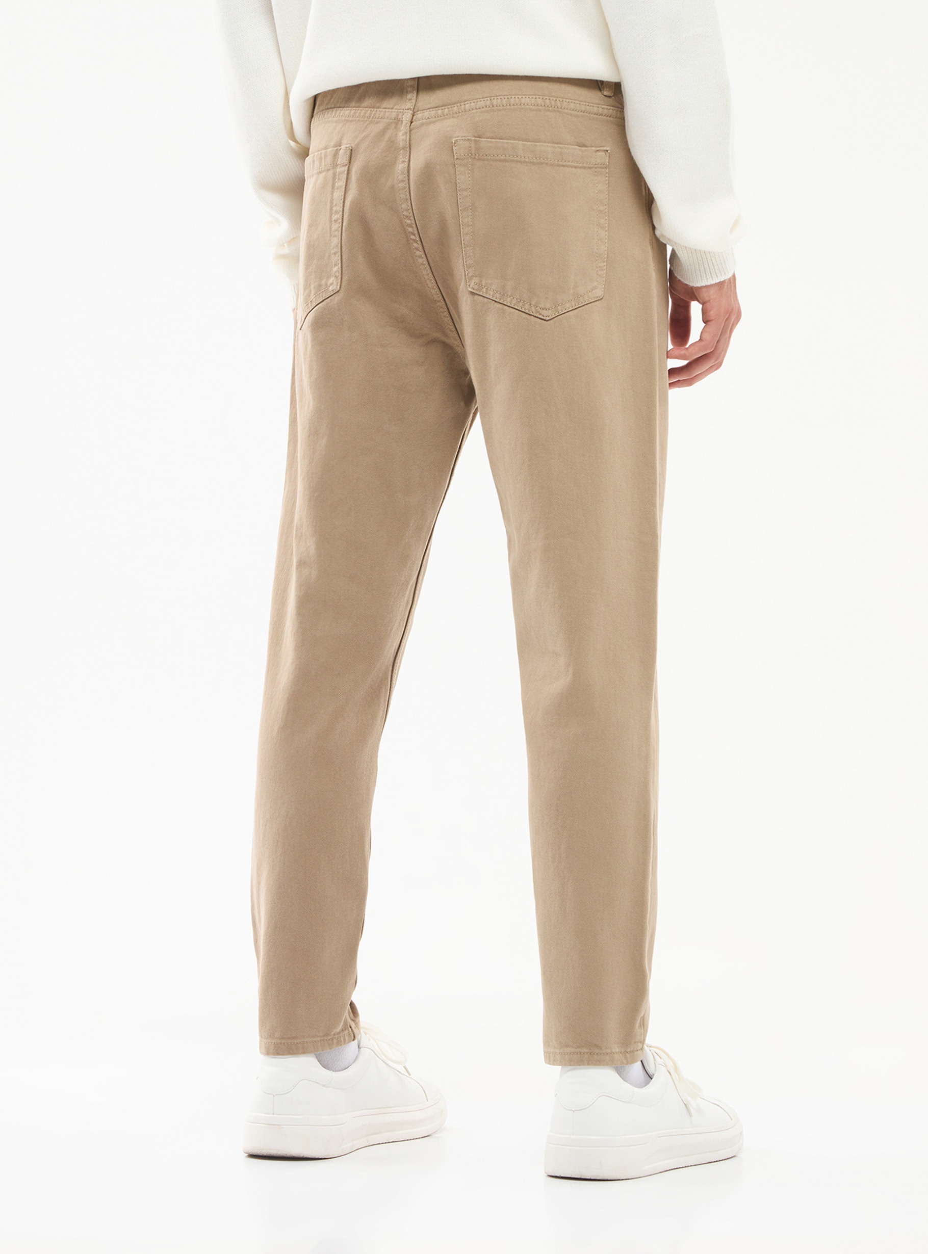 Beige Single-colour relaxed fit trousers - Buy Online