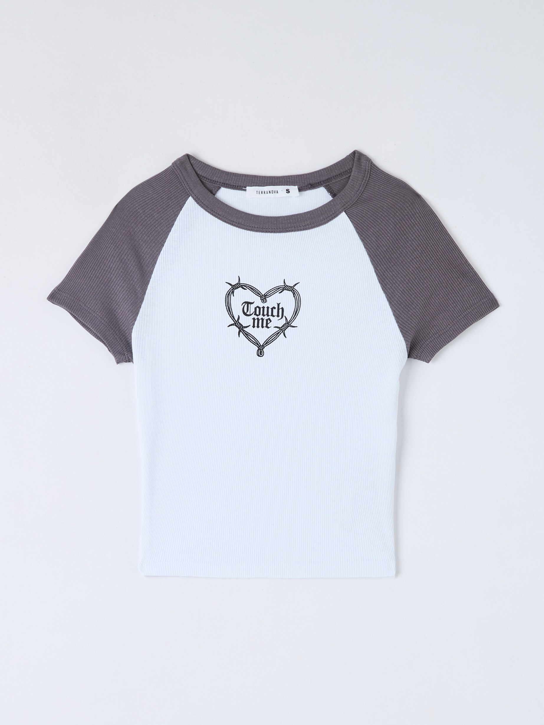 T-shirt crop con stampa bianco ottico | Terranova