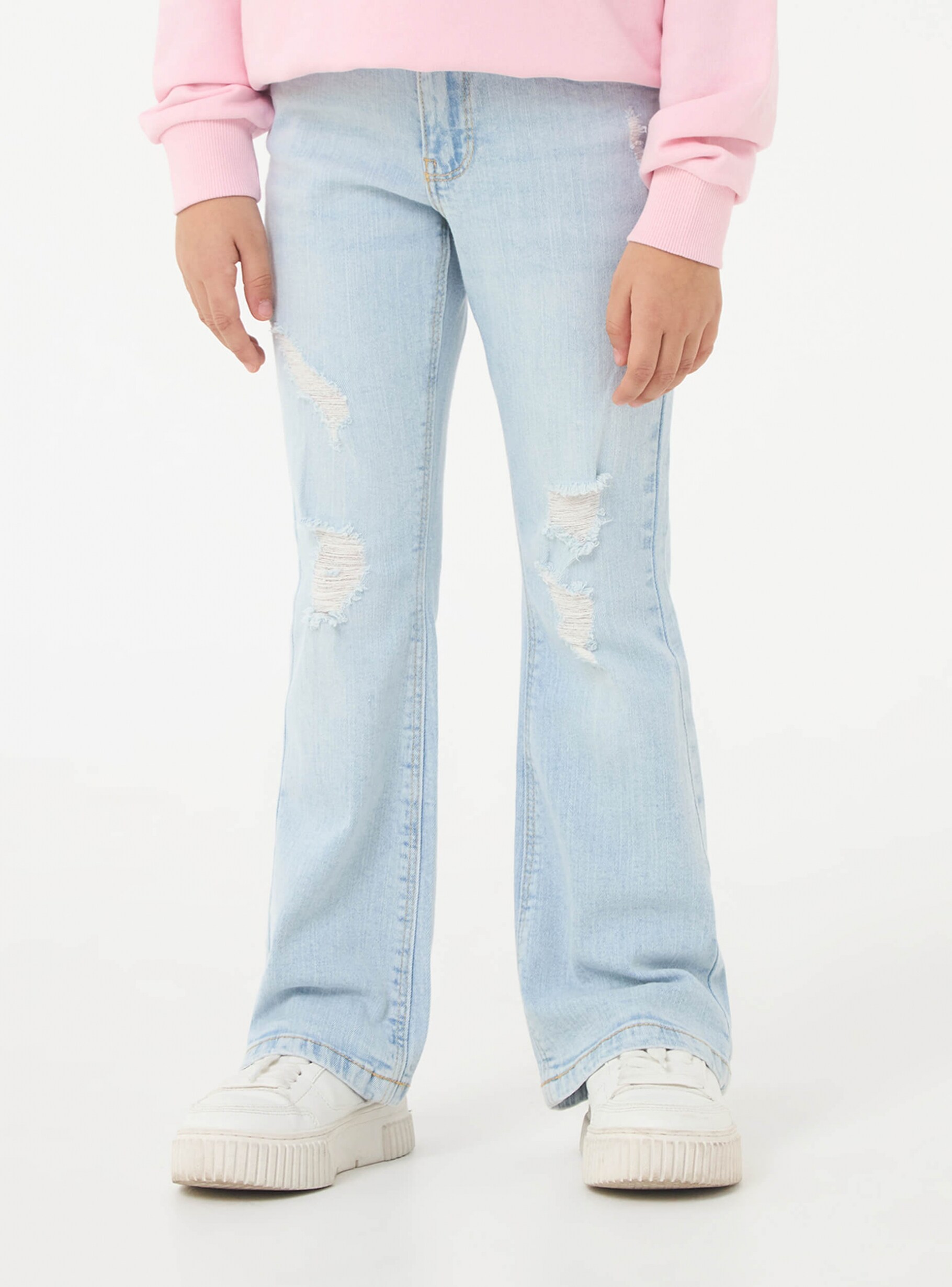 New Look flared jeans with zip fastening in light blue wash