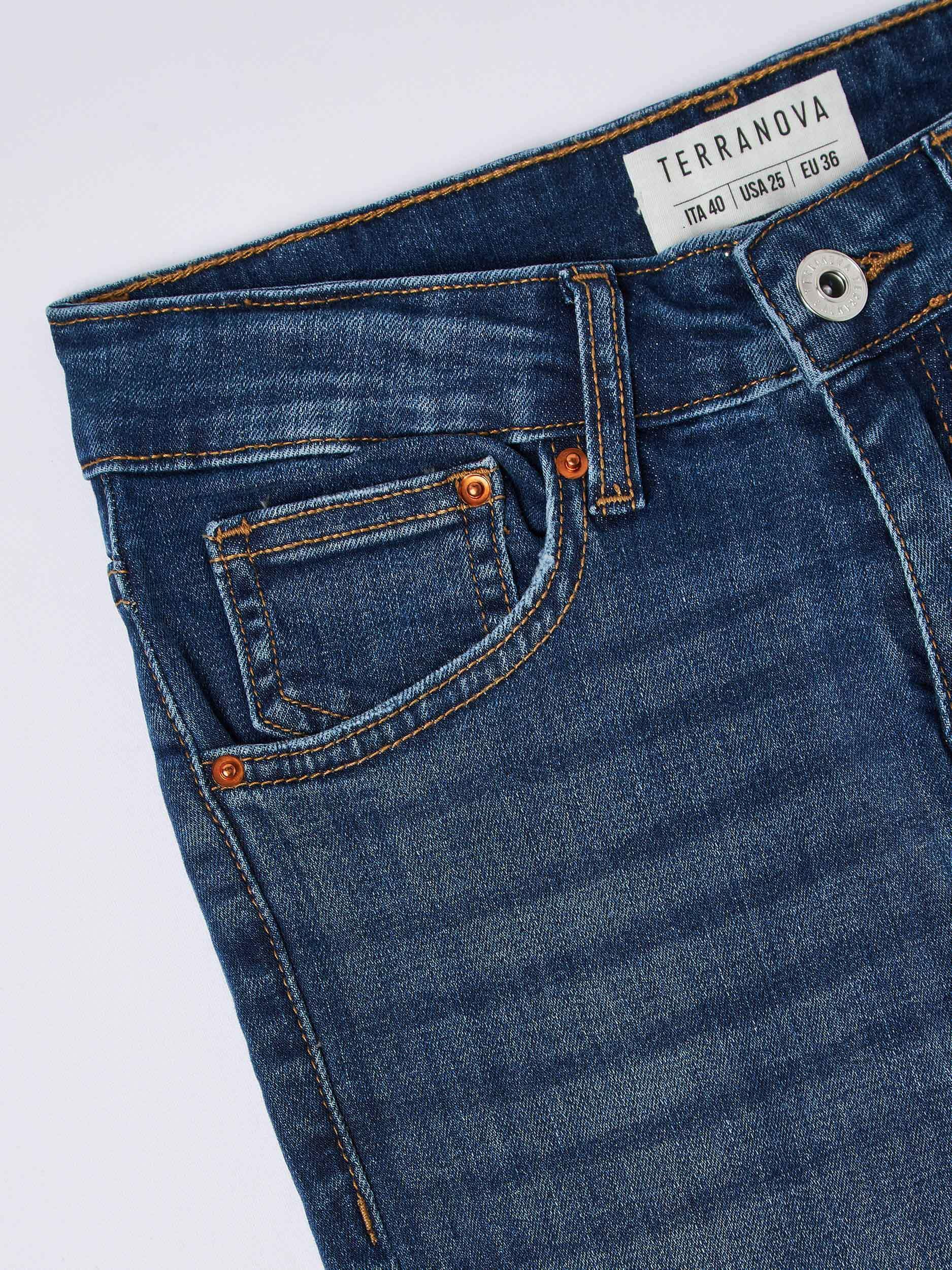 Medium Blue Denim 5 Pocket Ripped Jeans Buy Online Terranova