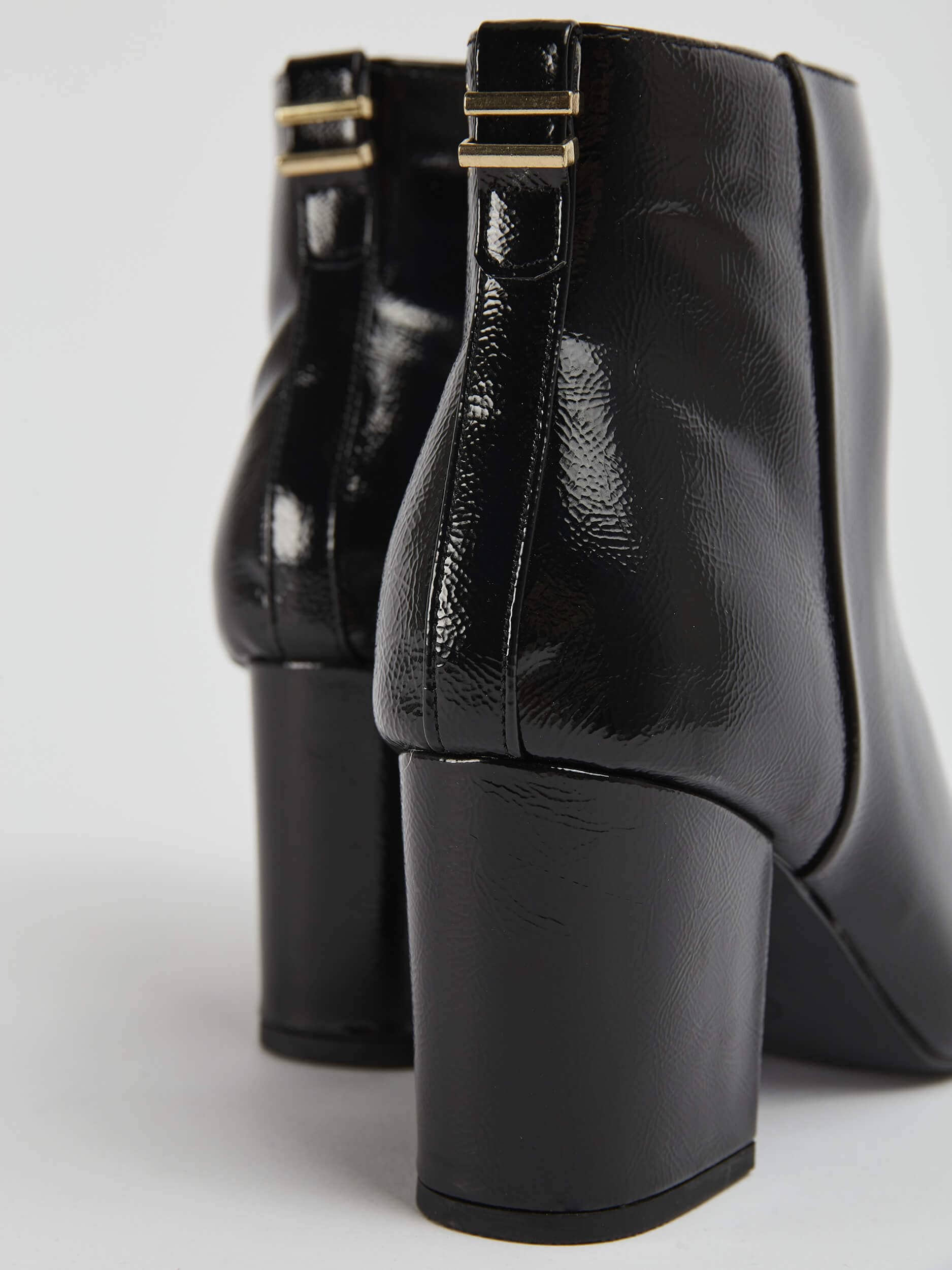 Black Patent faux leather ankle boots 