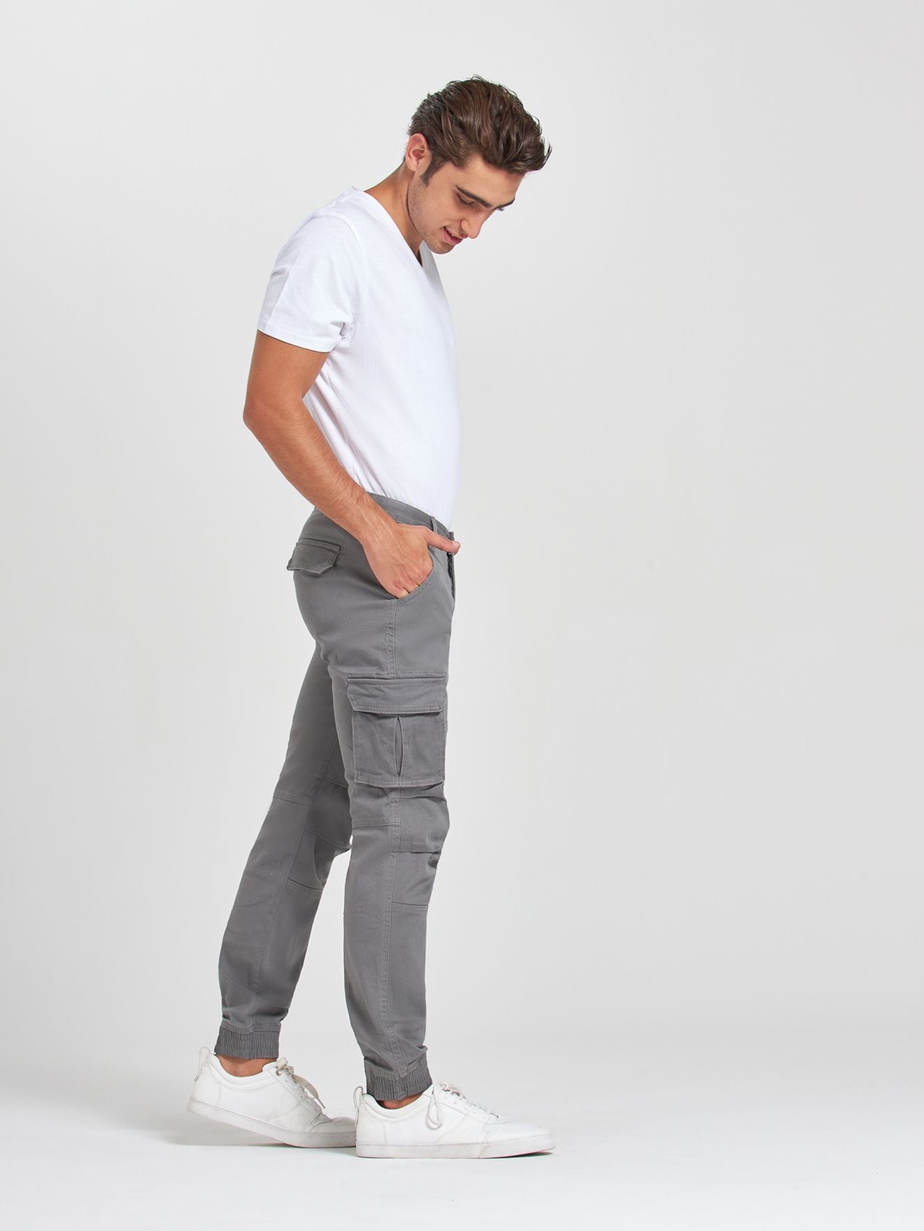 grey cargo trousers