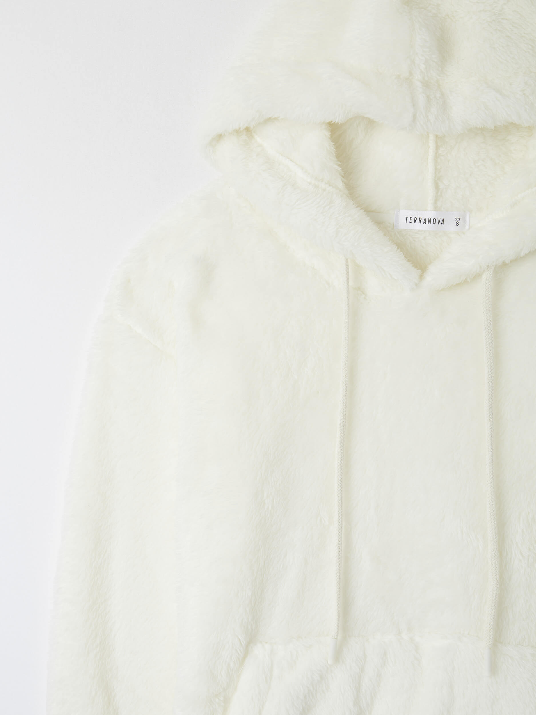 white faux fur hoodie