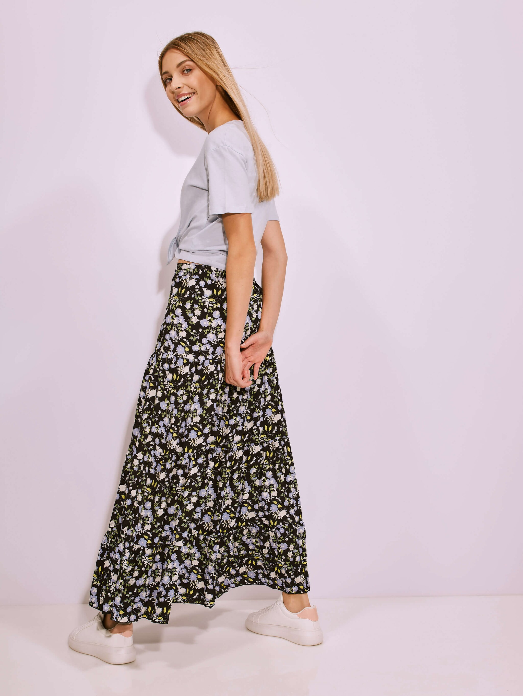 long floral skirt