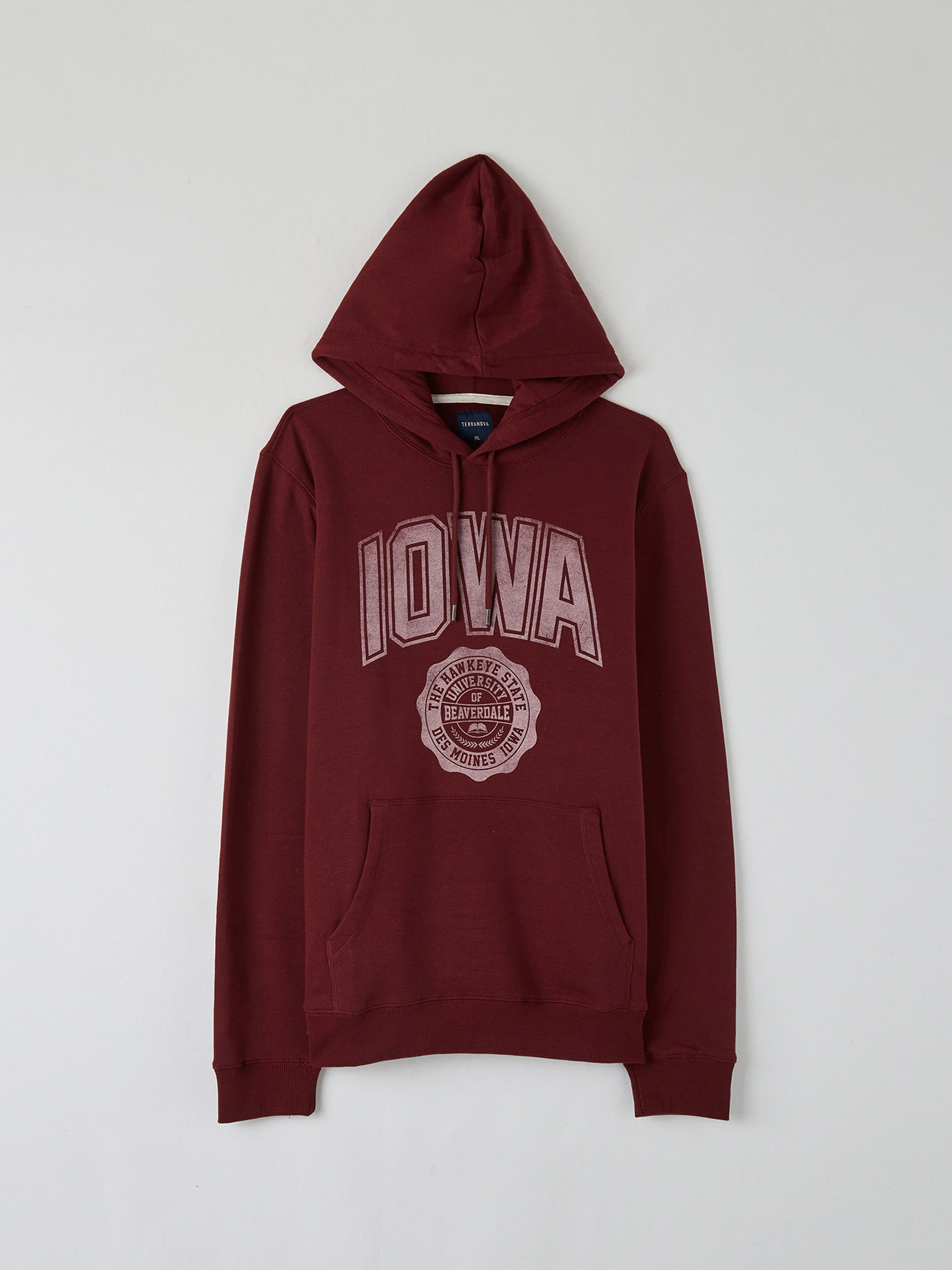 hooded college sweatshirt