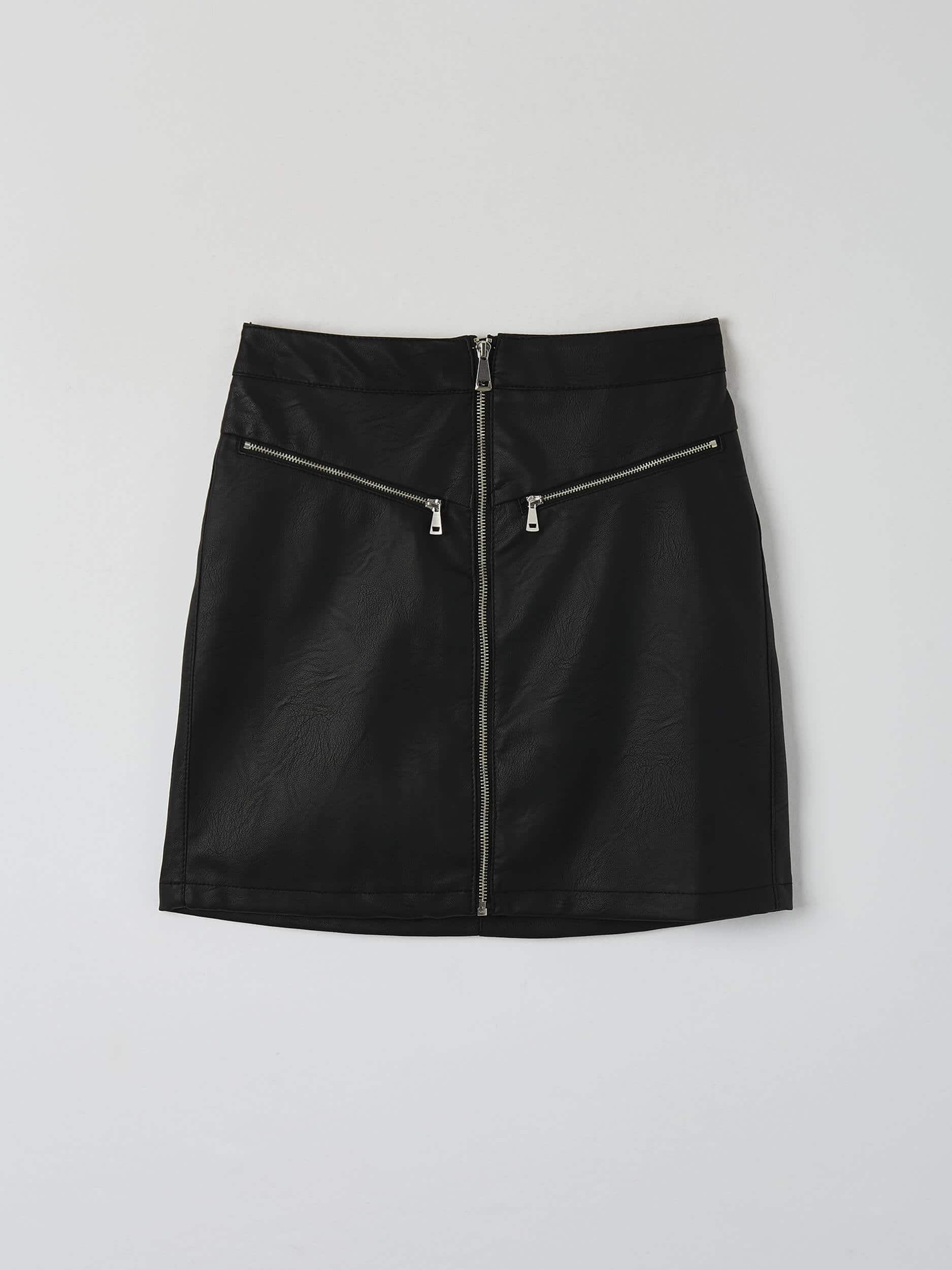 black mini skirt zipper