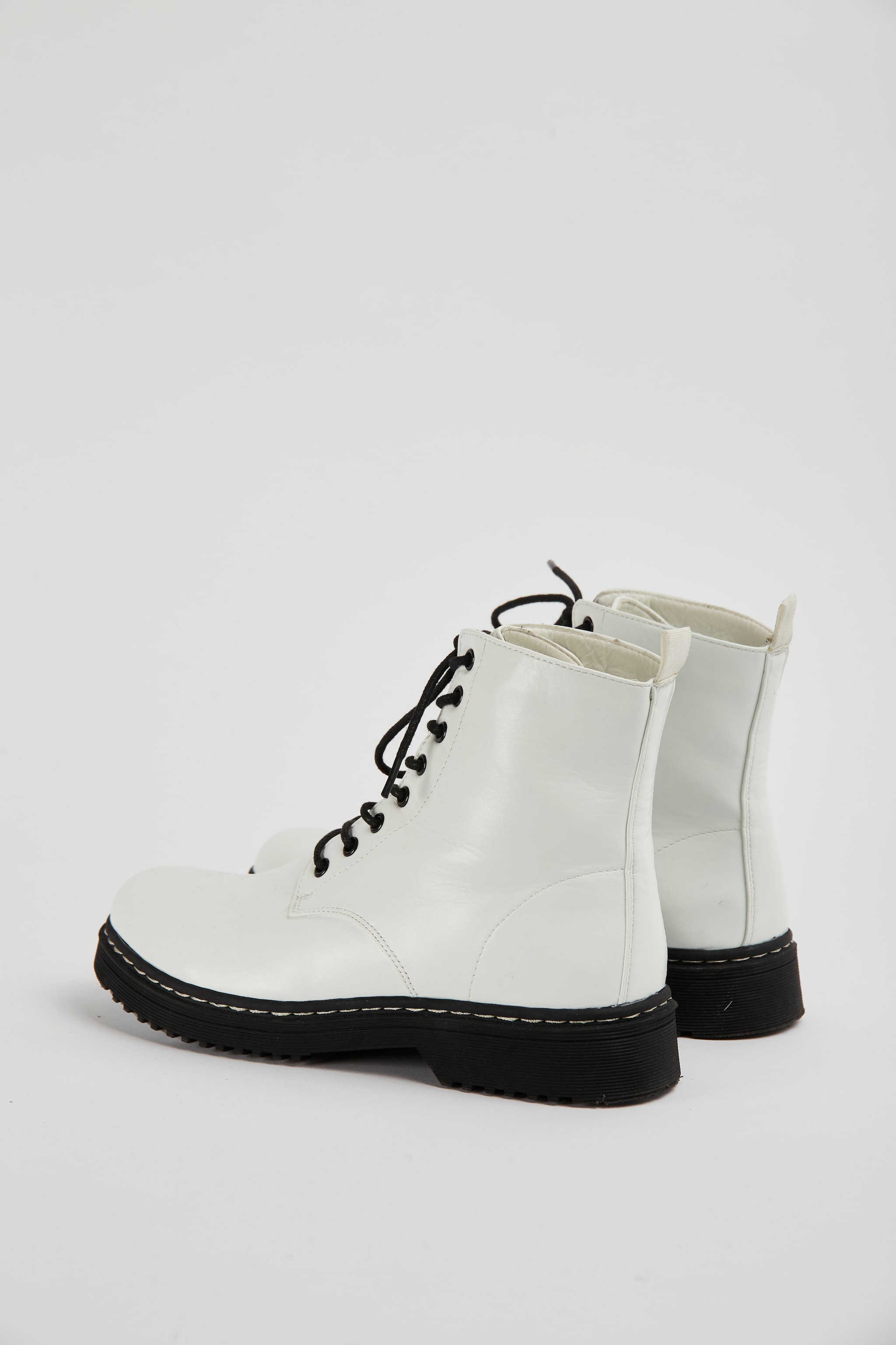 white patent leather combat boots