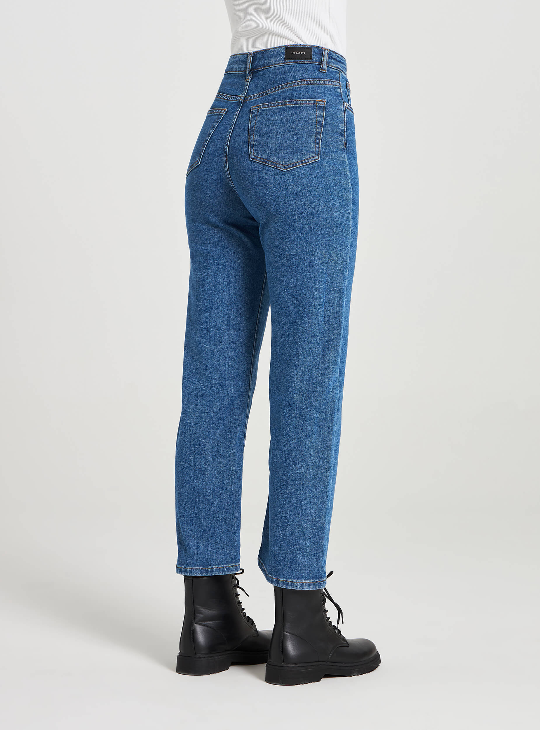 blue denim Regular high-waisted jeans 
