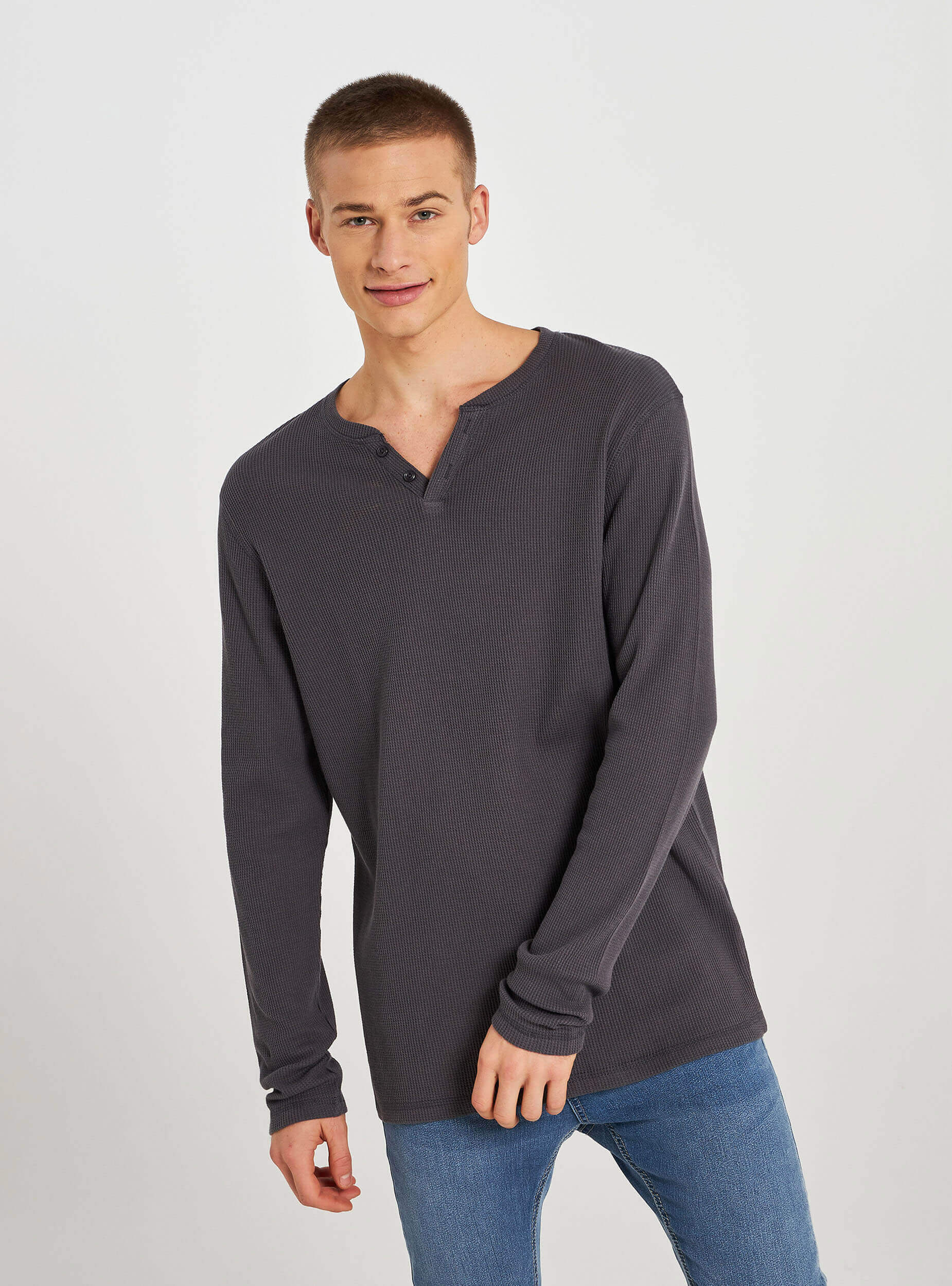 long sleeve t shirts button neck