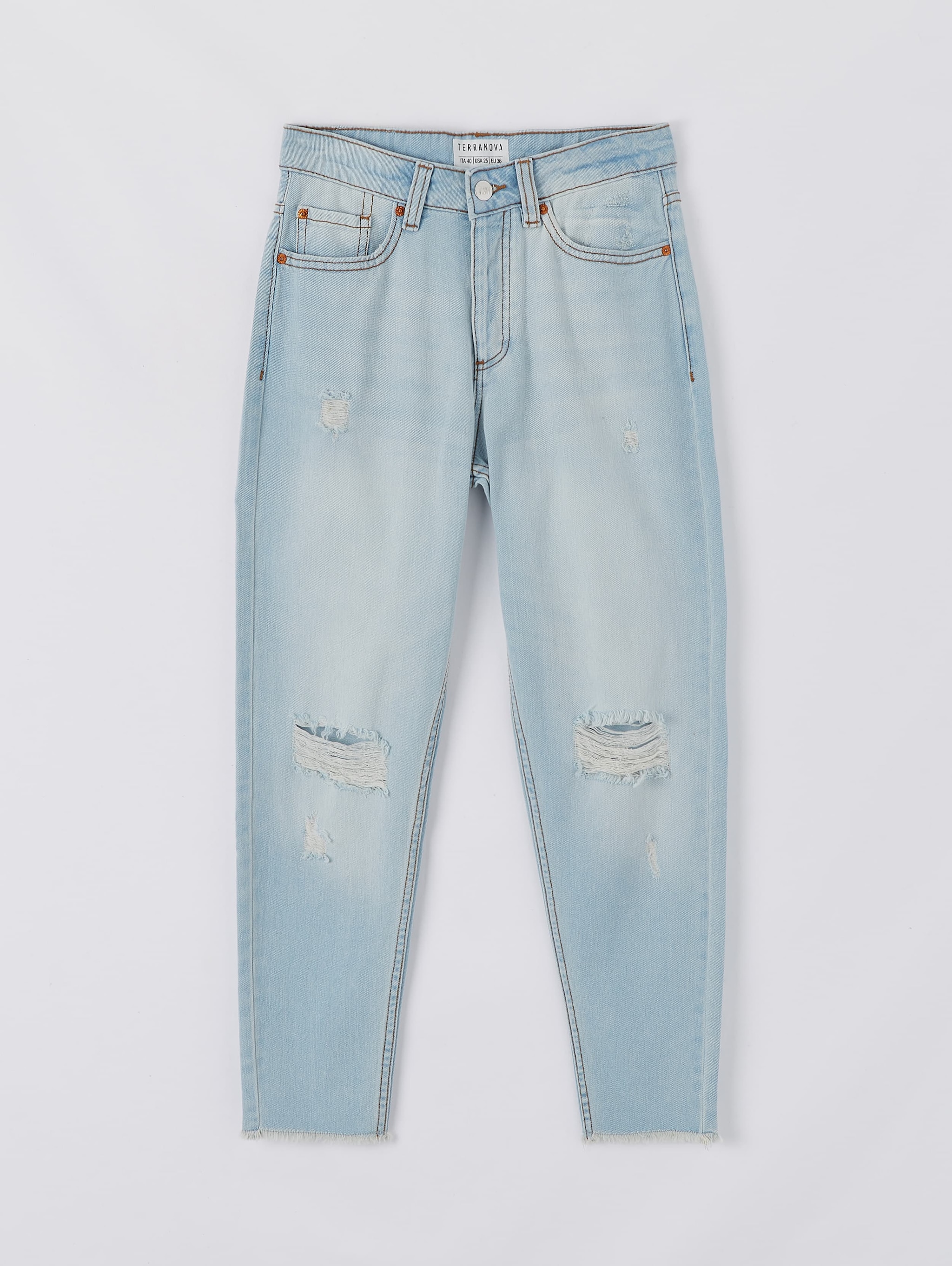 ripped light blue mom jeans