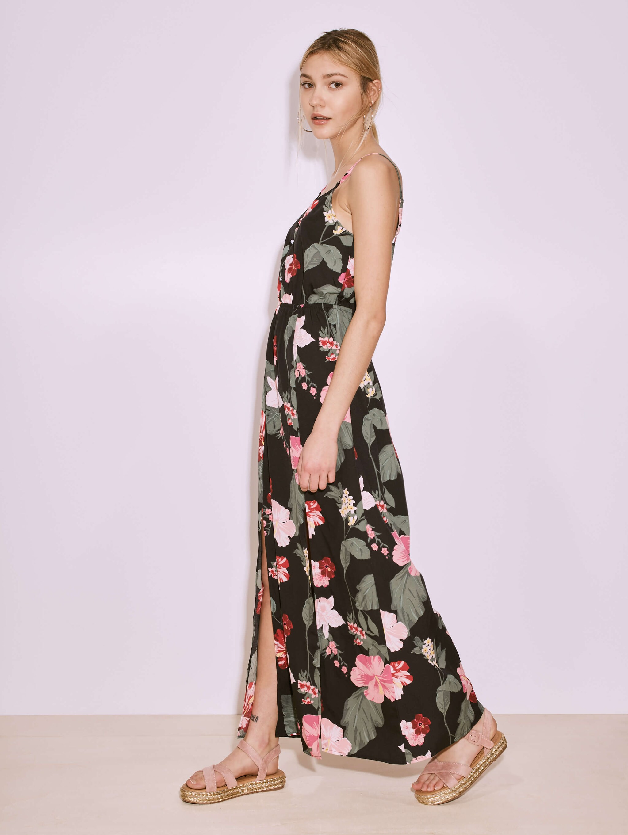 long floral dress with slit