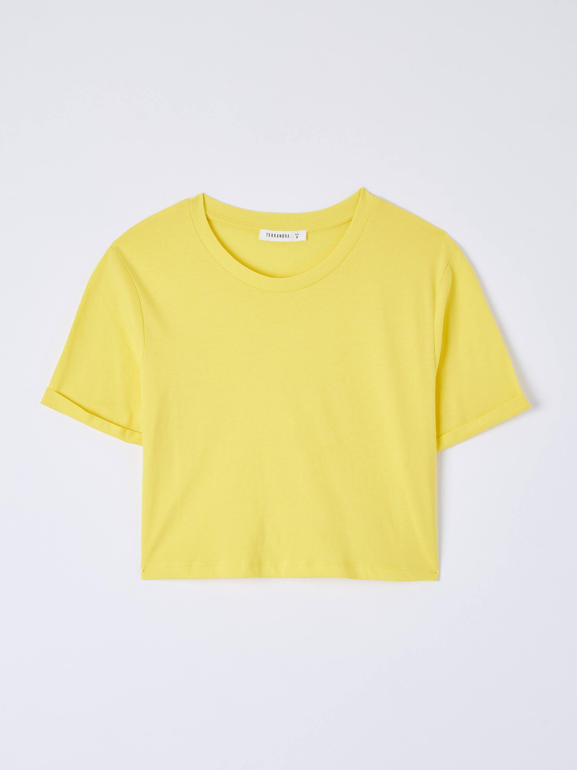 yellow shirt crop top