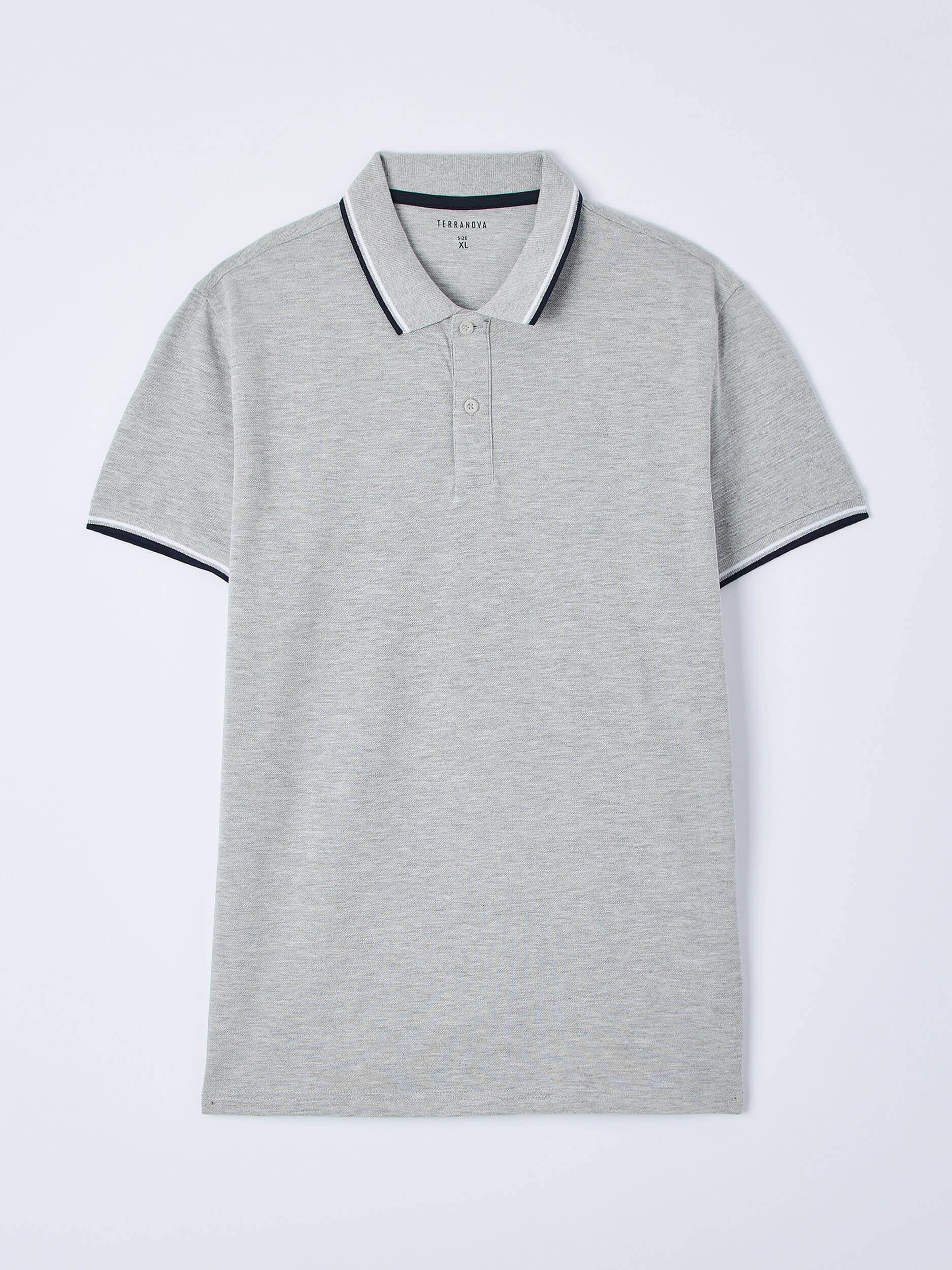 grey melange polo t shirt